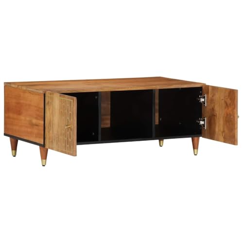 Table basse manguier massif avec rangement pour salon ordonné chic - 4