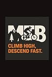 mtb ride mountain bike: journal / notebook / diary – 120 blank lined pages – 6 x 9 inches – matte finish cover – perfect gift for riders, kids & adults