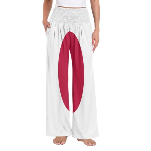 Pantalon large femme coupe ample confortable motif Japon décontracté