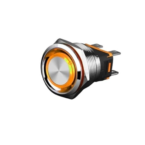 Interrupteur 22mm 15A autobloquant bouton poussoir LED jaune 12V 24V avec connecteur