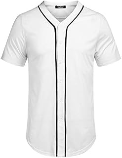 COOFANDY Men's Mens Baseball Button Down Team Jersey Hipster Hip Hop T Shirts