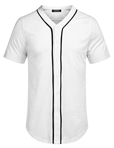 COOFANDY Men's Mens Baseball Button Down Team Jersey Hipster Hip Hop T Shirts