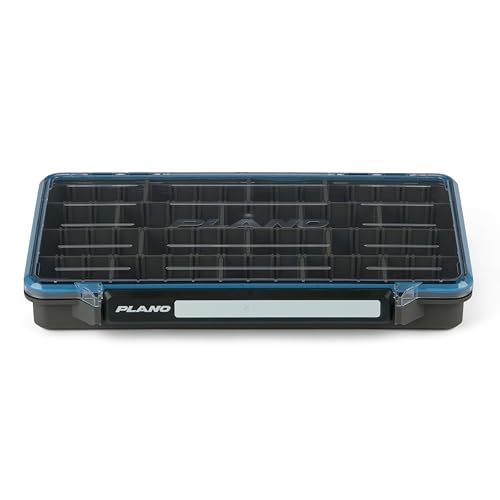 Plano StowAway 3700 Waterproof Stow Tackle Box IPX7 Waterproof with Rustricor Single Latch Design Transparent DuraView Lid Stackable Storage for Fishing Bait Lures and Gear