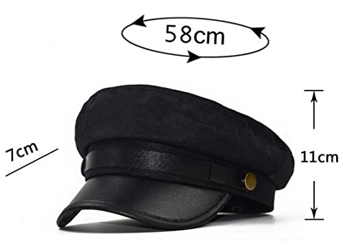 Brcus Mens Womens Newsboy Cap Yacht Captain Sailor Hat Cabbie Baker Boy Peaked Beret Black #TOP5