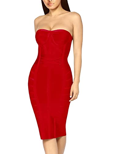 Image of Hybrid & Company Women's Elegant Bandage Dress | Stretch fabric, flattering bodycon fit, elegant silhouette, suitable for cocktail parties, events, and special occasions