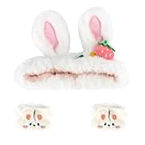 CAVETEE 3 Piece Cute Headband Set - Spa Cosmetic Elastic Headband, Wristband for Women, Face Skincare and Shower
