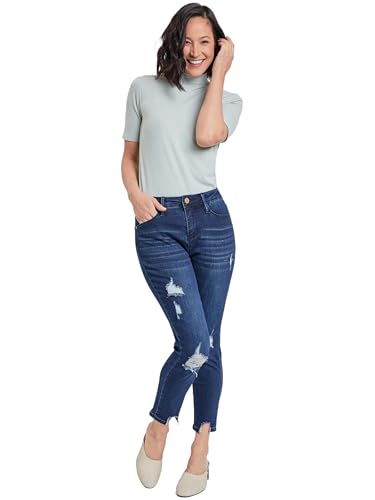 Royalty For Me Womens YMI Jeans Women's High Rise Ankle Jean with Destructed Hem4