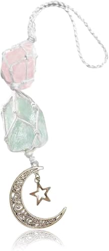 JNNJ Adorno Para Colgar Coche, Colgante Decorativo Espejo Retrovisor Cristal, Accesorios Para Coche, Decoración Interior Auto (Verde/Rosa)