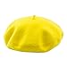DECOU Solid Color Classic French Artist Beret Hat 100% Wool (Yellow)