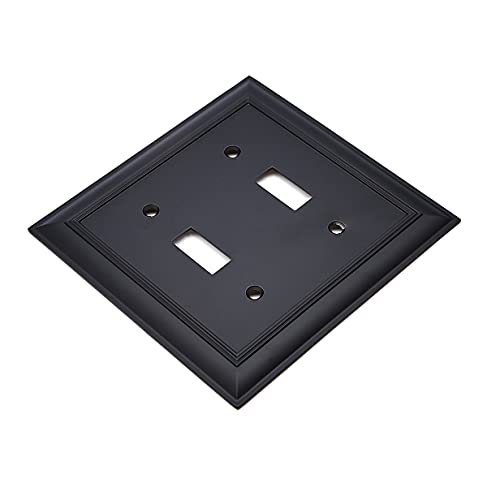 Amazon Basics Decorative 2-Gang Toggle Wall Plate - 2-Pack, Flat Black #TOP1