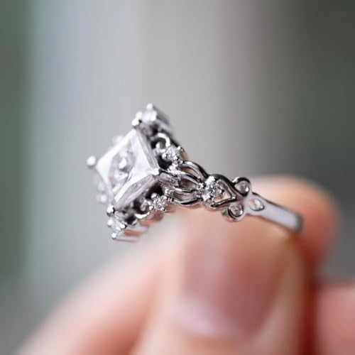 Three-in-One Diamond Wedding Bands Set Engagement Rings 18K White Gold Plated Cubic Zirconia Promise Eternity Band for Women Zircon Stacking Rings Promise Ring Fashion Wedding Rings Size 83