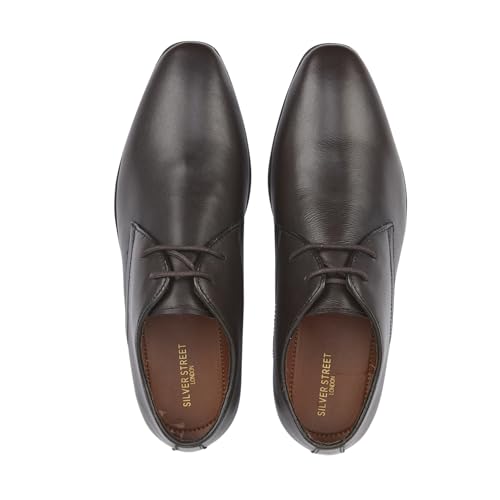 Silver Street London Men’s Crowley Patent Leather Derby Shoes Office Formal smart Shoe, Brown, 10 - Image 3