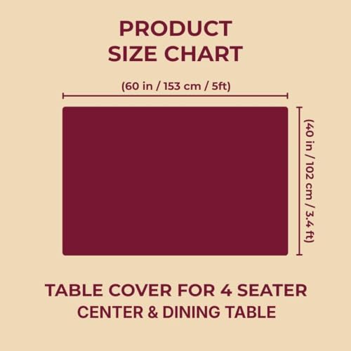 Image of Premium Cotton Table Cloth 40x60 Inch | 4 Seater Rectangular Printed Center & Dining Table Cover | Washable & Reusable Table Cloth for Kitchen, Dining Room & Home Decor | Pack of 1 (White)