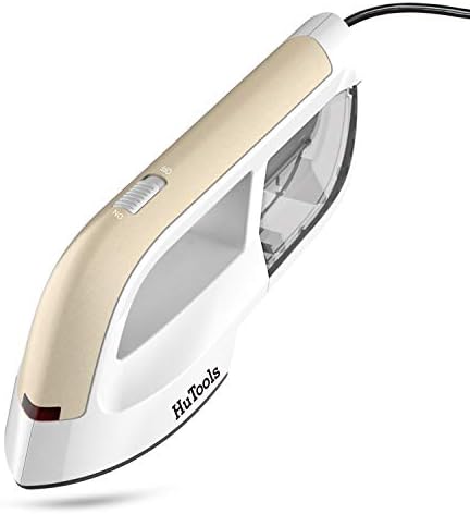 HuTools Steam Iron Handheld Garment Steamer with Ceramic Soleplate Steamer for Clothes 2 in 1 Flat and Hang Dry Wrinkle Remover Portable Ironing(Gold)