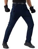 URBEST Pantalones de trabajo para hombre, pantalones cargo de seguridad, ropa de trabajo utilitaria, pantalones de combate con múltiples bolsillos, azul marino, 34