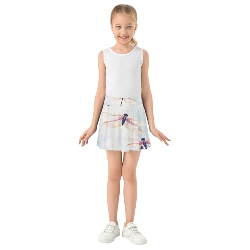 Girls Skorts Athletic Shorts Watercolor Dragonflies Pastel Hues Tennis Skirts for Kids Neon Cheer Skirt 3t3