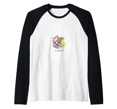 Illinois Flag Fingerprint In my DNA Gift for Illinoisians Raglan Baseball Tee