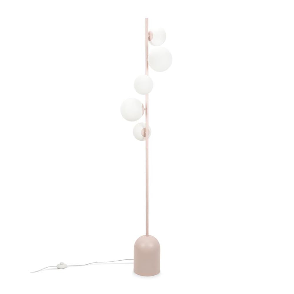 Valuelights Floor Lamp | Blush Pink Metal 5 Way Standing With Glass Globe Lampshade | Home Décor, Bedside & Desk Lamp