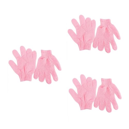 Beavorty 6 Piezas Guantes de Ducha Exfoliantes de Nailon para Cuerpo Lavables y Elásticos Único para Hombres Mujeres y Color Rosa con Cordón para Colgar