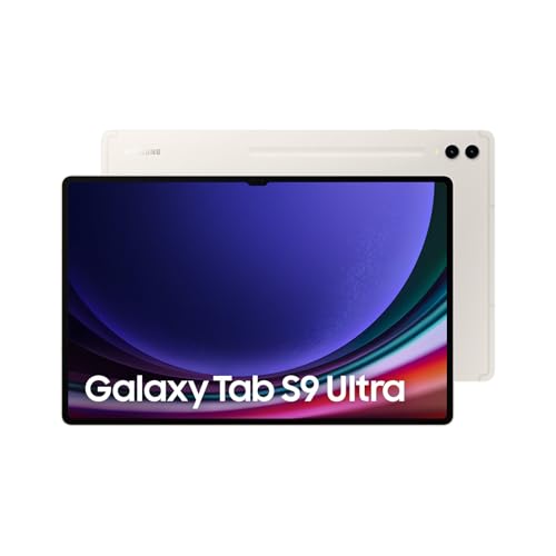 تابلت سامسونج جالاكسي تاب S9 الترا الجيل الخامس 5G بنظام أندرويد وذاكرة رام 12 جيجابايت وفتحة تخزين ميكرو اس دي سعة 256 وقلم ستايلس متضمن، بيج، بلوتوث ضمان لمدة عام واحد/اصدار محلي