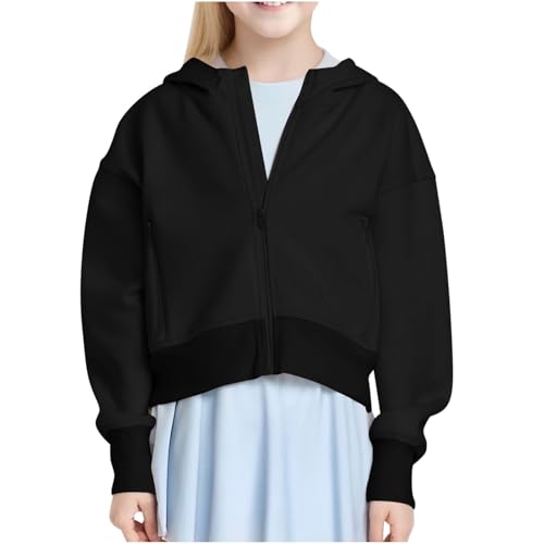Girls Oversized Full Zip Hoodie - Casual Trendy Hooded Sweatshirts, Long Sleeve Fall Outfits, Teen Clothes 5-14 Years
