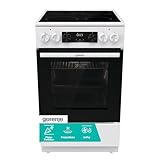 Gorenje GEC5C61WG Elektro Standherd mit Glaskeramik Kochfeld, 50cm Breite, 70 Liter, Pizza Funktion, FrozenBake, AirFry, MultiAir Technologie, HomeMade Backofenform, AquaClean, FastPreheat, Weiß