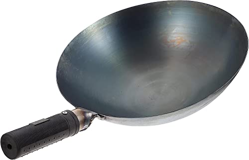 Wok de hierro tradicional con mango de madera 46x32x9cm miniatura 5