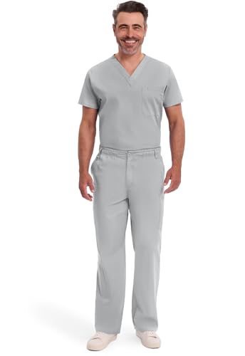 Dickies Men's Big EDS Signature Zip Fly Pull-on Scrub Pant, Grey, Large/Tall