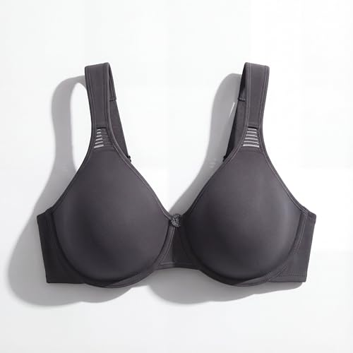 Selene, Reggiseno Contenitivo Donna Con Spalline Larghe Comfort E Ferretto, Senza Imbottitura, Collezione Lorea, Colore Grigio, Taglia 5D - 3