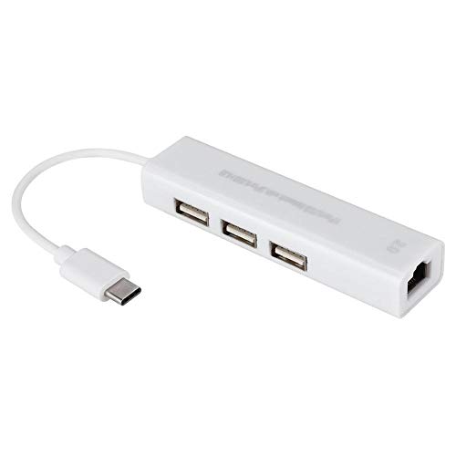 ASHATA USB C Hub, USB 3.1 Type-C to 3 Ports USB 2.0 Hub Adapter with 1 Gigabit Ethernet RJ45 Port Transfer Network Cable for Win XP / 7/8 /10/ Mac/OS