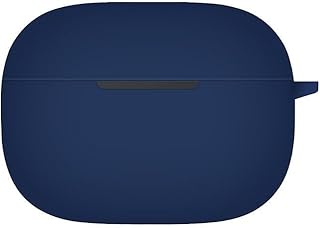 جراب سيليكون ناعم ورفيع وواقي للصدمات مع حلقة تعليق متوافق مع علبة سماعات ريلمي بودز T300 (أزرق كحلي، ريلمي بودز T300)