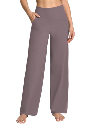 Image of BUBBLELIME Women High Waist Wide Legs Yoga Pants Loose Sweatpants Pockets | 29 inch /31 inch /33 inch /35 inch /37 inchInseam,2 Styles / Dress /Basic,Lounge,Comfy,Stretch Casual Work