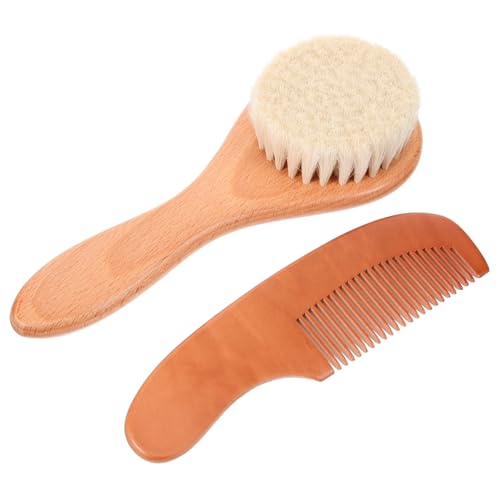 HAPINARY 1セット新生児用ウールブラシ 櫛 ベビーヘアケア用ブラシ 軽量 持