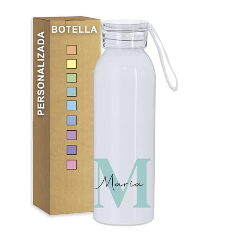 Amaeko Botella de Agua Personalizada con Inicial, Botella Personalizada con Nombre, Cantimplora Personalizable, Termos Personalizados, Regalos Personalizados