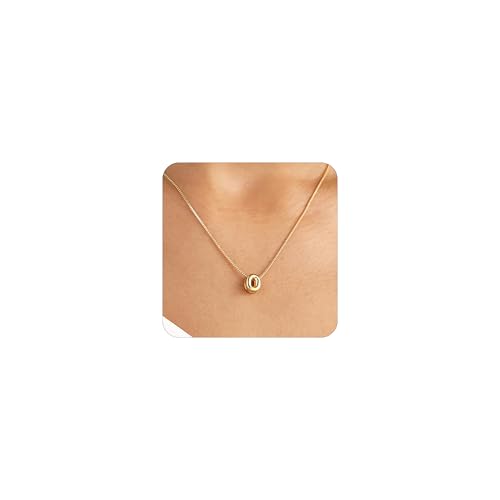 Image of MARYLAX Bubble Gold Letter Necklace for Women, 14k Gold Plated Balloon Initial Necklace, Dainty Gold Necklace for Women, Personalized Bubble Pendant Name Necklace, Fashion Accessories Trendy Jewelry