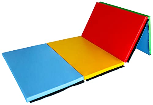 BalanceFrom 10x4 Feet 4-Panel Folding Gymnastics Mat – 2-Inch Thick Pad with Vinyl Surface and Carrying Handles for Tumbling, Yoga, Pilates, Home Workouts, and Martial Arts