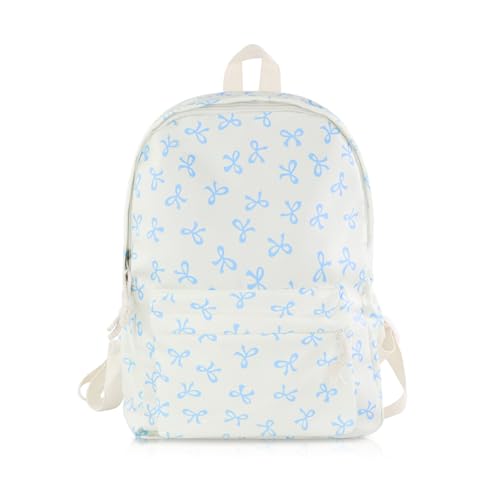 Sac à dos nylon bleu moderne avec motif nœud et bretelles ajustables