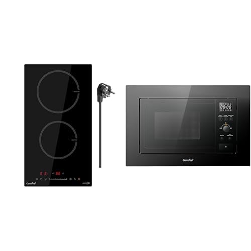 COMFEE' CIH351D257K0 Piano Cottura a Induzione Incorporato con 2 Zone + Forno a Microonde da Incasso Digitale, 20 Litri, 800W, Grill