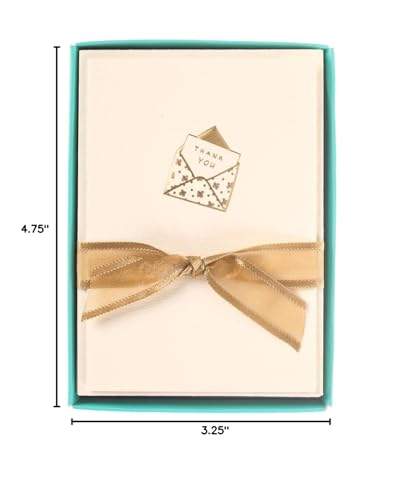 Image of Graphique Just a Note La Petite Presse Boxed Notecards, 10 Embellished Gold Foil Blank inchThank You inch Cards with Matching Envelopes and Storage Box, 3.25 inch x 4.75 inch