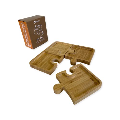 Bol en bois pour servir des apéritifs Ensemble de 4 pièces avec motif puzzle Cover