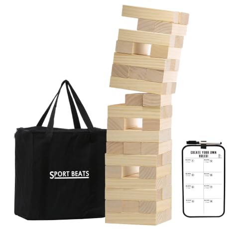Image of Outdoor Games Medium Tumble Tower 54 Wood Blocks Stacking Game, 3 FT Tall