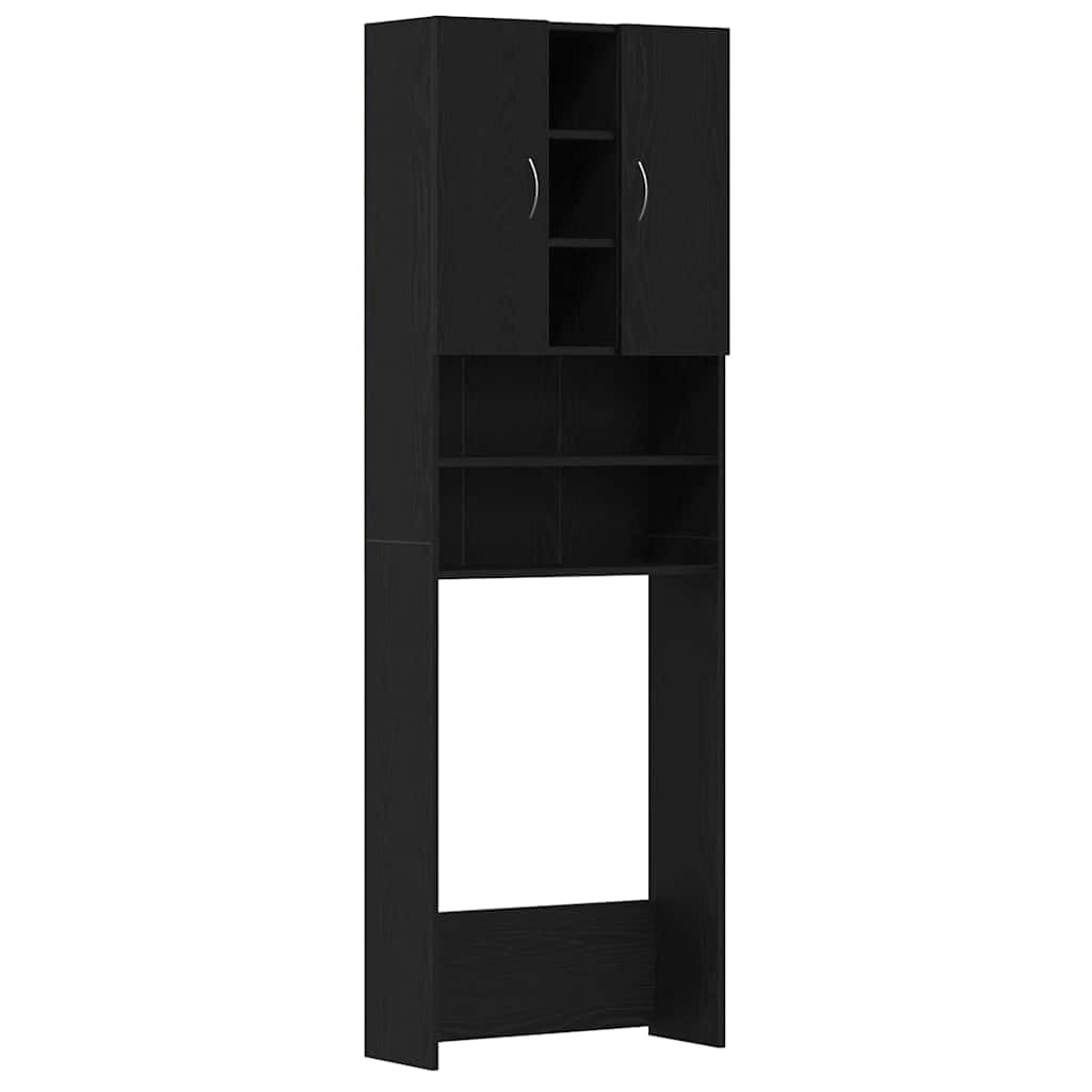 vidaXL Mobile per Lavatrice Rovere Nero 64x25,5x190 cm