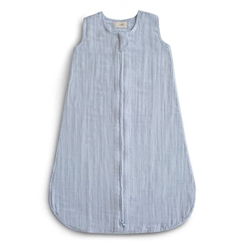 Image of mushie Baby Wearable Blanket | 100% Organic Cotton Muslin | Sleeping Bag for Infants (Baby Blue)