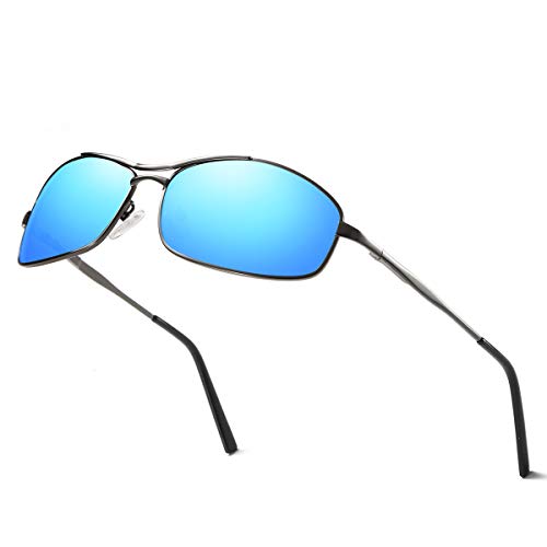 ELITERA Polarized Sunglasses for Men Women UV Protection Metal Frame with Sunglasses Case (Grey&blue)