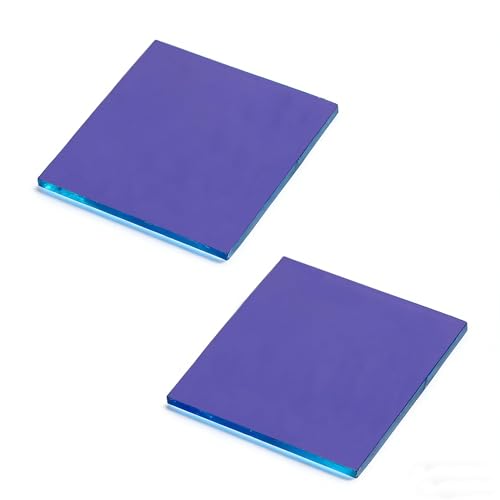 2 Pcs Cobalt Blue Glass Sheet for Chemistry Experiments Lab Filtering Lens Flame Color Reaction Observation Tool High-Temperature Resistant （4 * 4in）