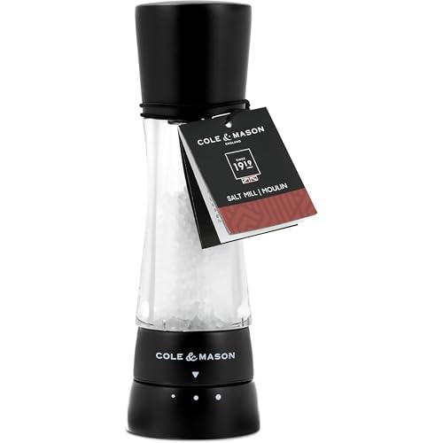 Image of Cole & Mason Derwent Salt Grinder - Mill Includes Gourmet Precision Mechanism and Premium Sea Salt - Salt Mill, Matt Black
