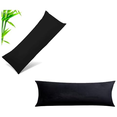 1 Pack Warm Velvet Pillowcase & 1 Pack Cooling Bamboo Rayon Pillowcase，Black Cover