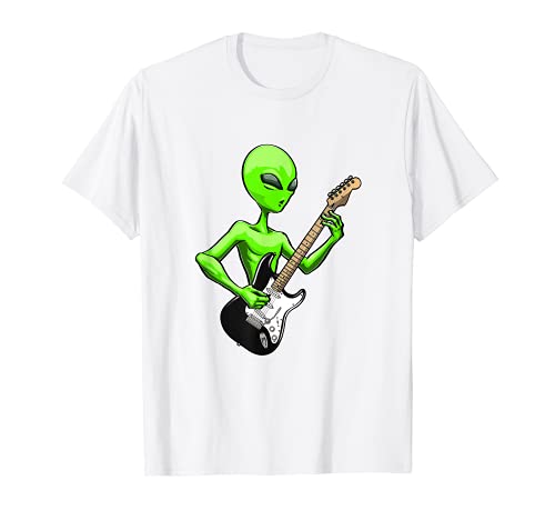 Alien Guitar Tee Shirts Alien Music Love Tees Women Musician T-Shirt