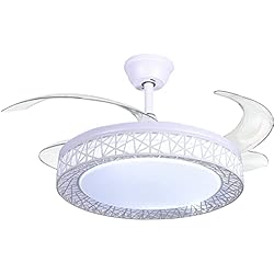 Lampara Con Ventilador Escondido BEL AIR HOME - Ventilador de Techo NIDO con Motor DC y Aspas Desplegables con Luz Led 36W (3000K, 4000K, 6500K) Con Mando a Distancia Incluido (Blanco)