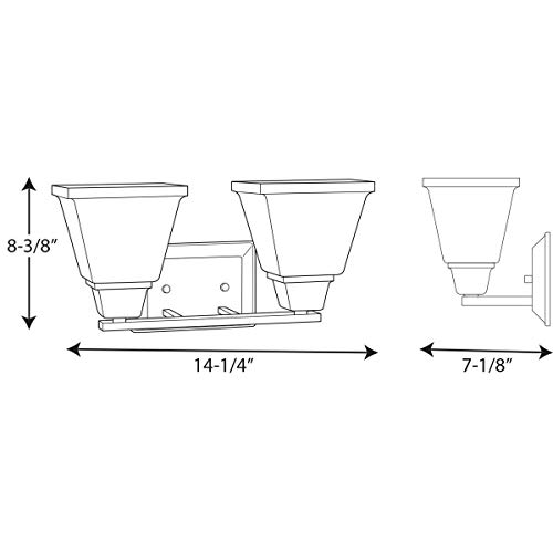 Progress Lighting Clifton Heights Collection 2-Light Etched Glass Craftsman Bath Vanity Light Antique Bronze, 8.38x14.25x14.25 by Progress Lighting - Used condition - Image 6
